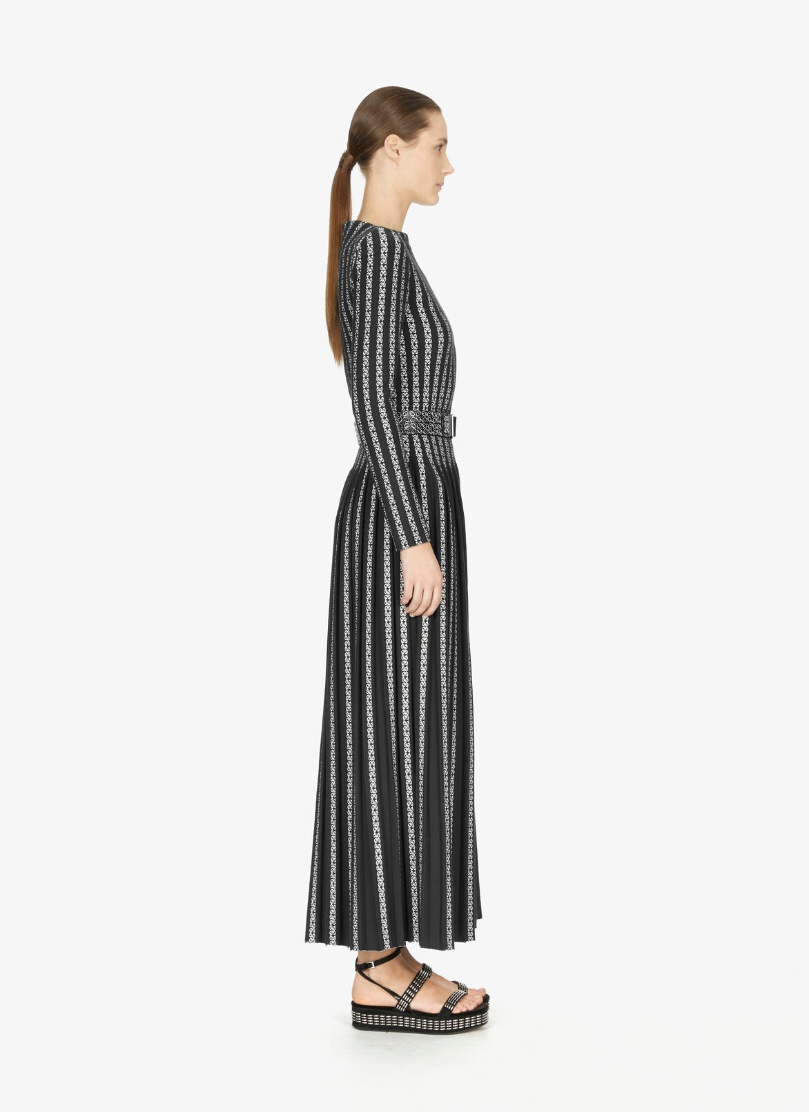 Blend Straight-Neck Bodysuit
 ALAÏA GREEN/WHITE BLEND STRAIGHT-NECK BODYSUIT